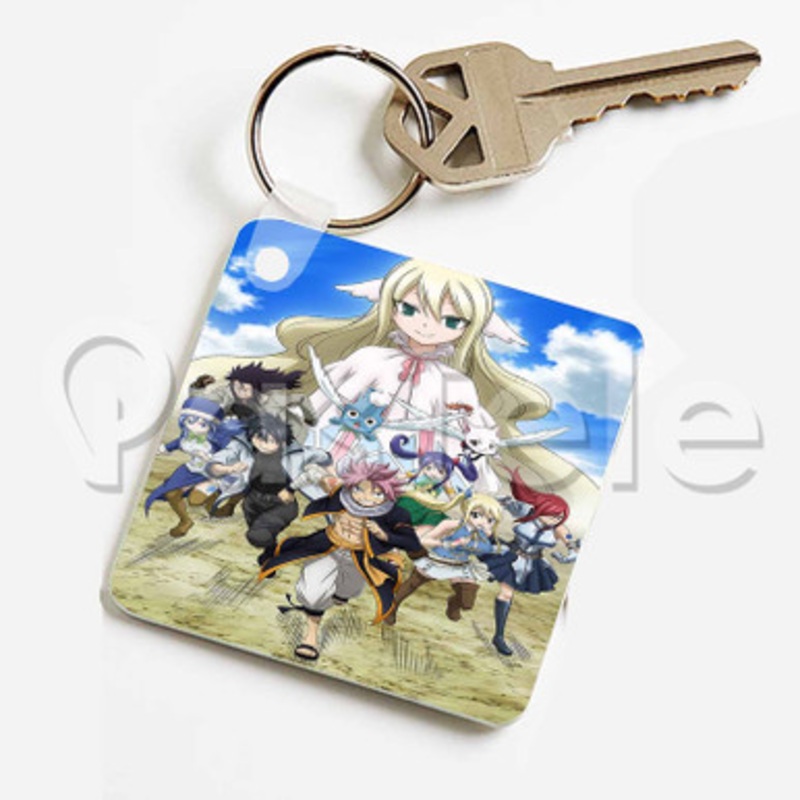 Fairy tail Custom Keychain Jewelry Necklaces Pendant Two Sides Key