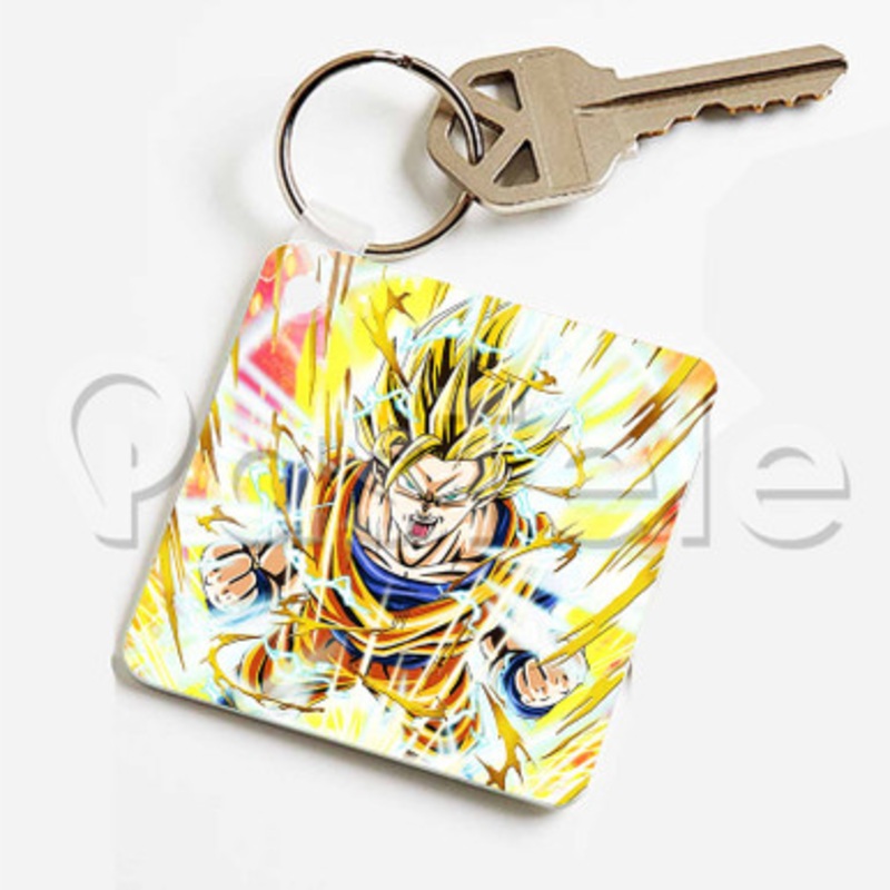 goku ssj 2 Custom Keychain Jewelry Necklaces Pendant Two Sides Key