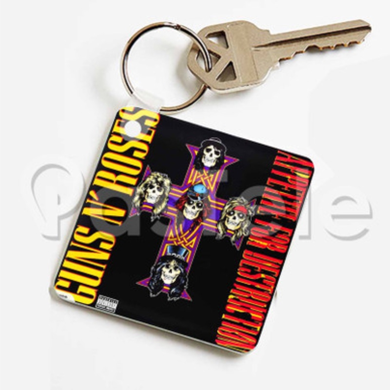 Guns N Roses Appetite For Destruction Custom Keychain Jewelry Necklaces Pendant Two Sides Key