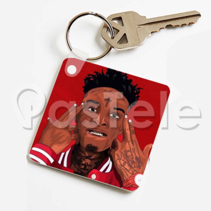 21 savage Custom Keychain Jewelry Necklaces Pendant Two Sides Key