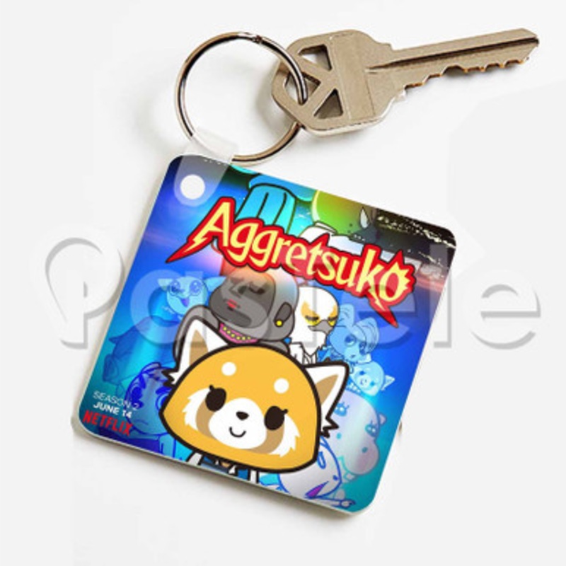 Aggretsuko season 2 Custom Keychain Jewelry Necklaces Pendant Two Sides Key
