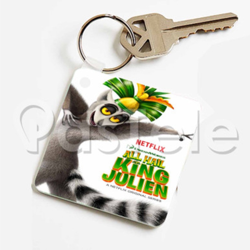 All Hail King Julien Custom Keychain Jewelry Necklaces Pendant Two Sides Key