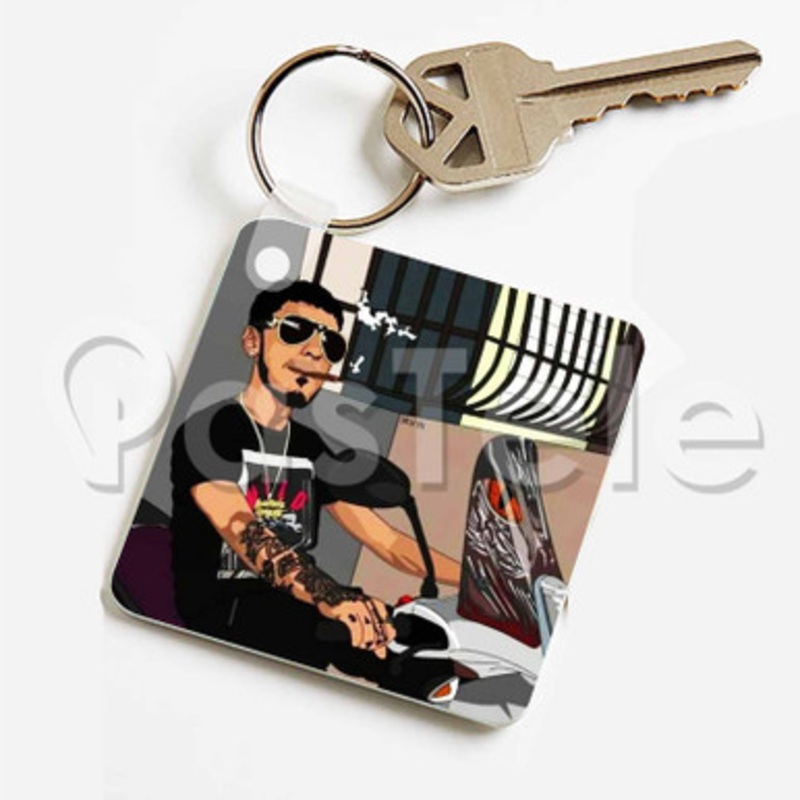 Anuel AA Custom Keychain Jewelry Necklaces Pendant Two Sides Key