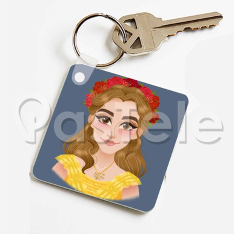 Belle Beauty and The Beast Custom Keychain Jewelry Necklaces Pendant Two Sides Key