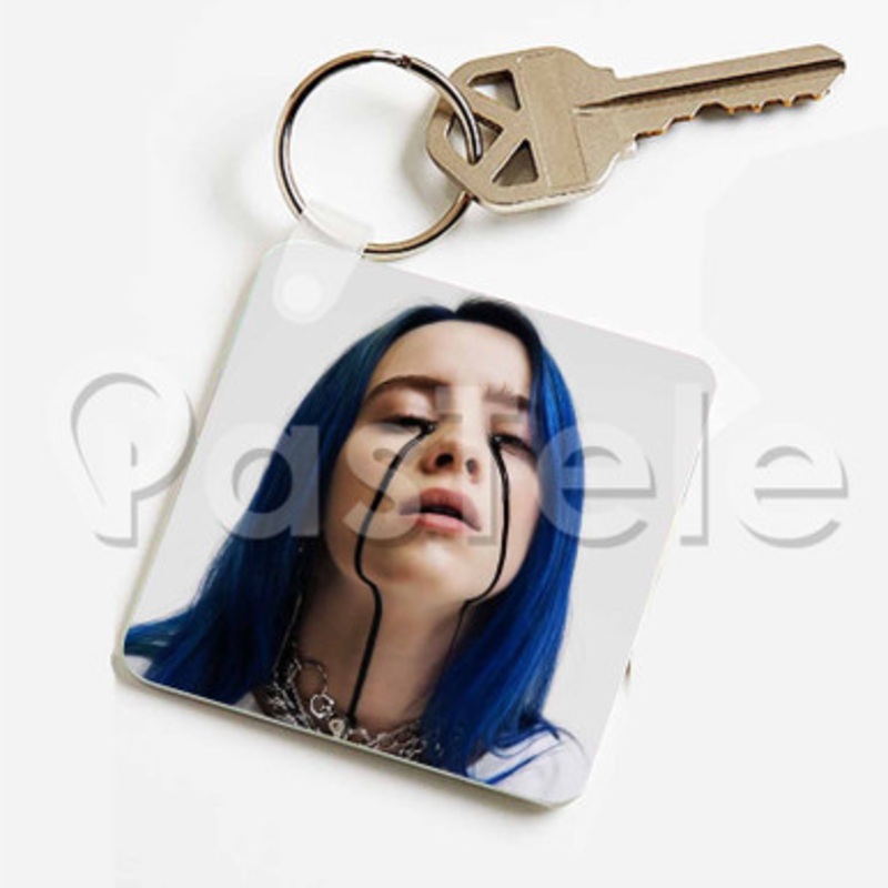 Billie Eilish 2 Custom Keychain Jewelry Necklaces Pendant Two Sides Key