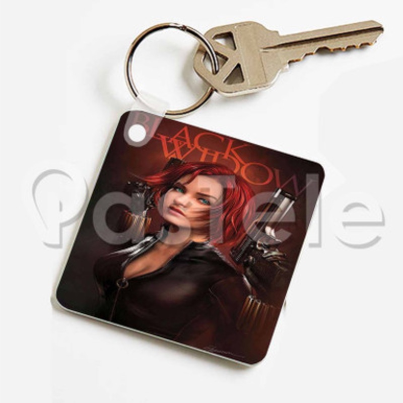 Black Widow 2 Custom Keychain Jewelry Necklaces Pendant Two Sides Key