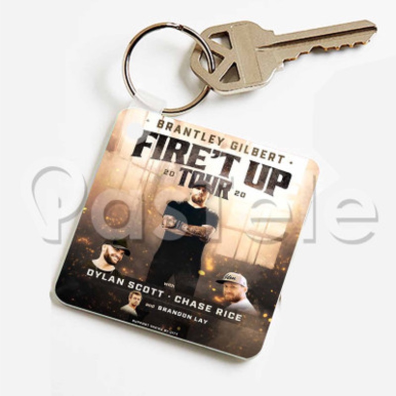 Brantley Gilbert Fire t Up Tour Custom Keychain Jewelry Necklaces Pendant Two Sides Key