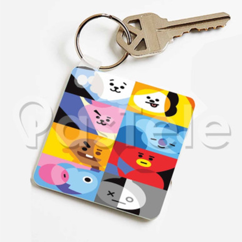BT21 Characters Custom Keychain Jewelry Necklaces Pendant Two Sides Key