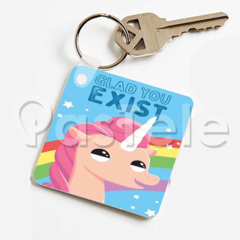 Glad You Exist Custom Keychain Jewelry Necklaces Pendant Two Sides Key