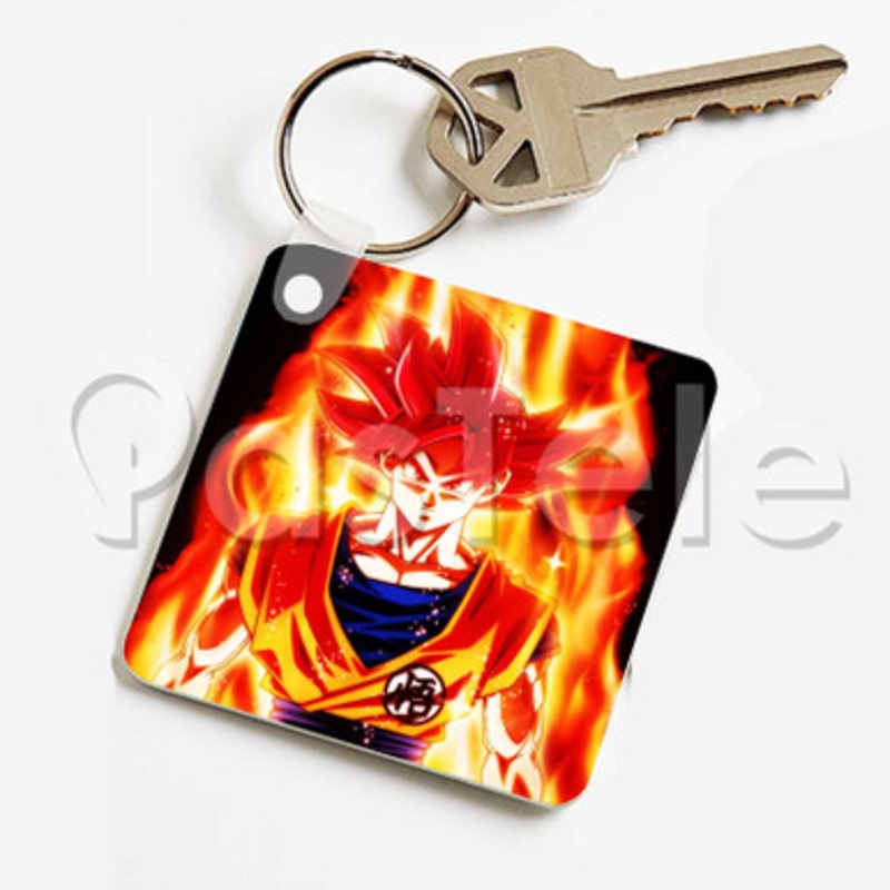 goku super saiyan god Custom Keychain Jewelry Necklaces Pendant Two Sides Key