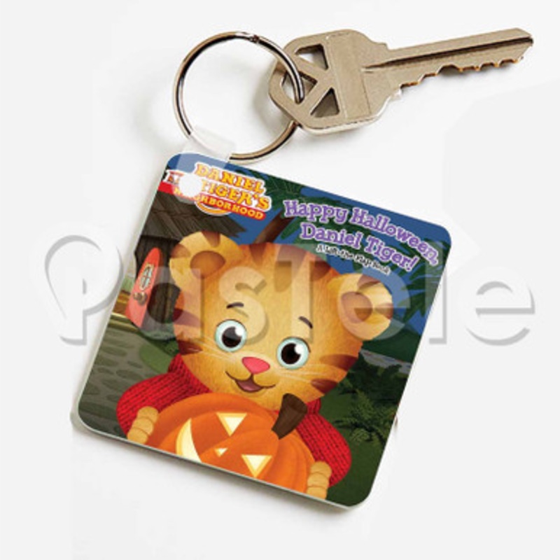 Happy Halloween Daniel Tiger Custom Keychain Jewelry Necklaces Pendant Two Sides Key
