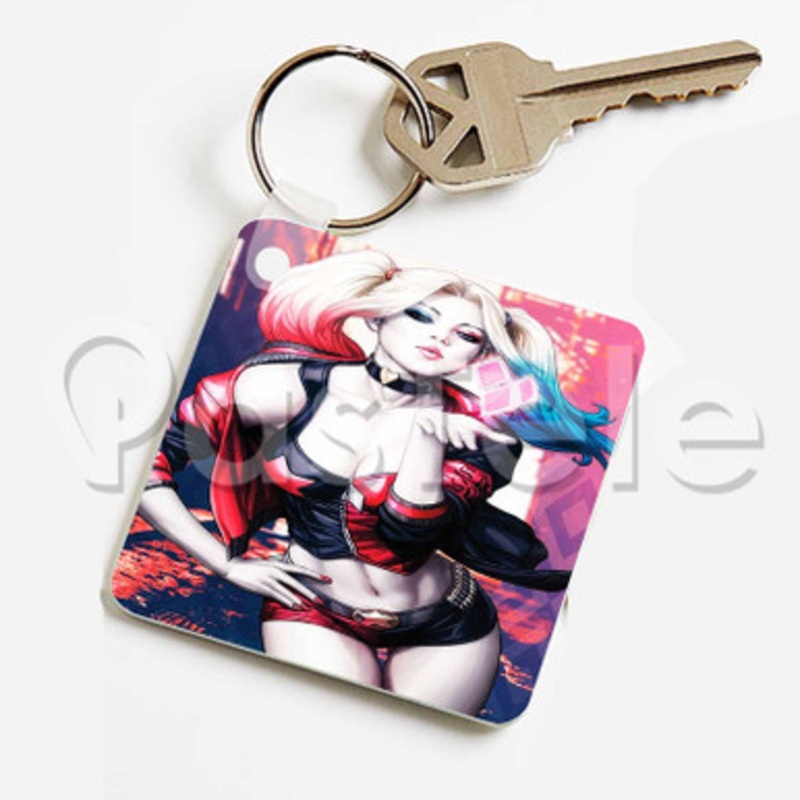 Harley Quinn Kiss Custom Keychain Jewelry Necklaces Pendant Two Sides Key