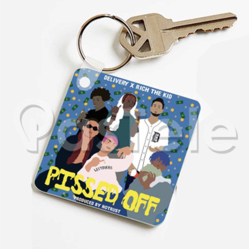 Pissed Off Delivery Boys Feat Rich The Kid Custom Keychain Key Ring Jewelry Necklaces Pendant Two Sides Key