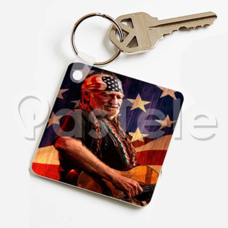 Willie Nelson Custom Keychain Key Ring Jewelry Necklaces Pendant Two Sides Key