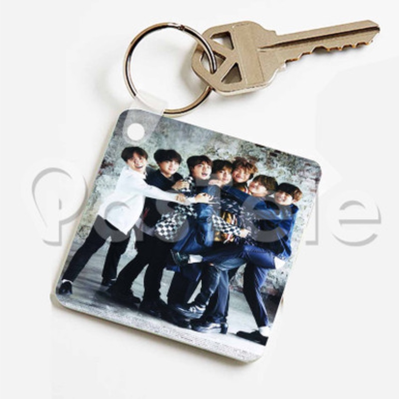 BTS Bangtan Boys Custom Keychain Key Ring Jewelry Necklaces Pendant Two Sides Key