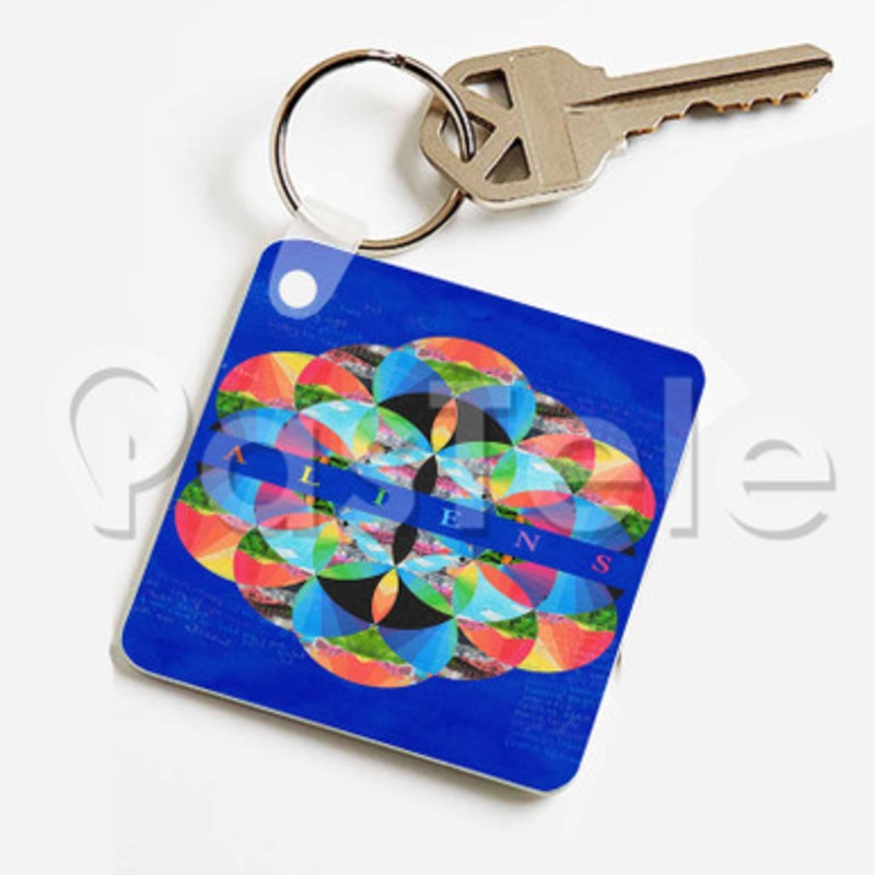 Coldplay Aliens Custom Keychain Key Ring Jewelry Necklaces Pendant Two Sides Key