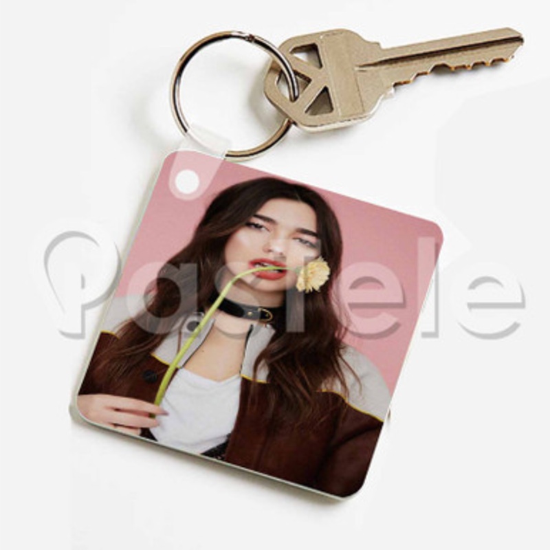 Dua Lipa Custom Keychain Key Ring Jewelry Necklaces Pendant Two Sides Key