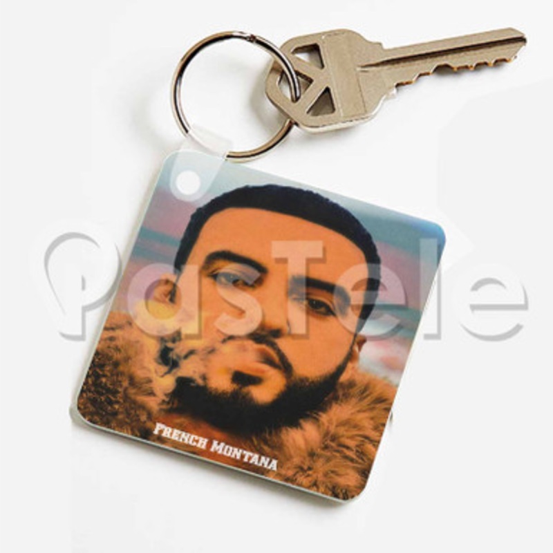 French Montana Custom Keychain Key Ring Jewelry Necklaces Pendant Two Sides Key