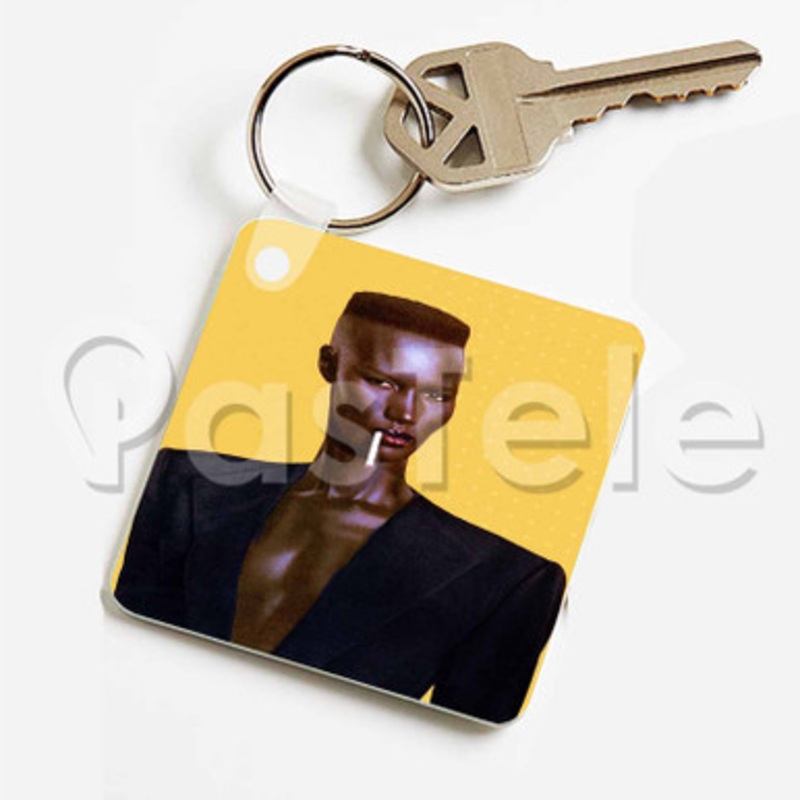 Grace Jones Custom Keychain Key Ring Jewelry Necklaces Pendant Two Sides Key