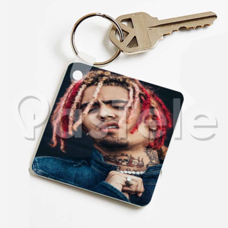 Lil Pump Red Custom Keychain Key Ring Jewelry Necklaces Pendant Two Sides Key