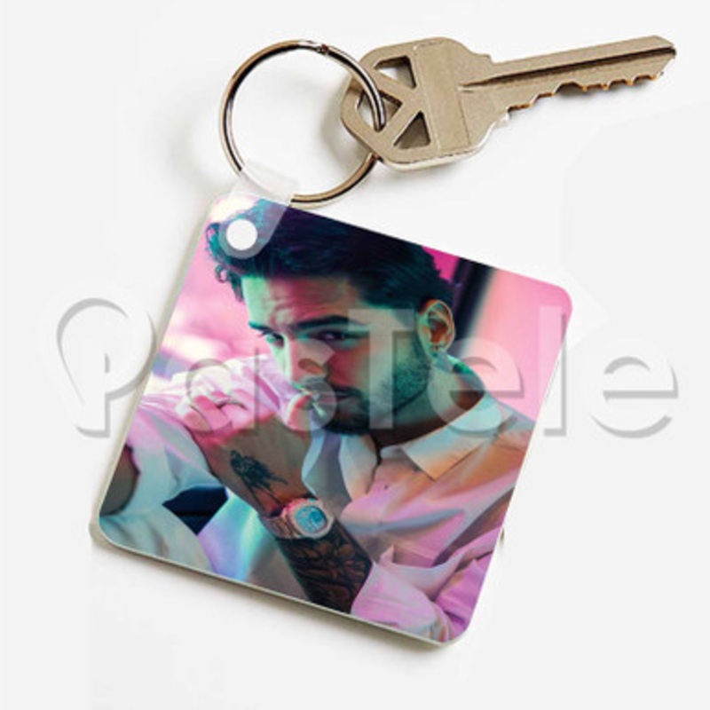Maluma Custom Keychain Key Ring Jewelry Necklaces Pendant Two Sides Key