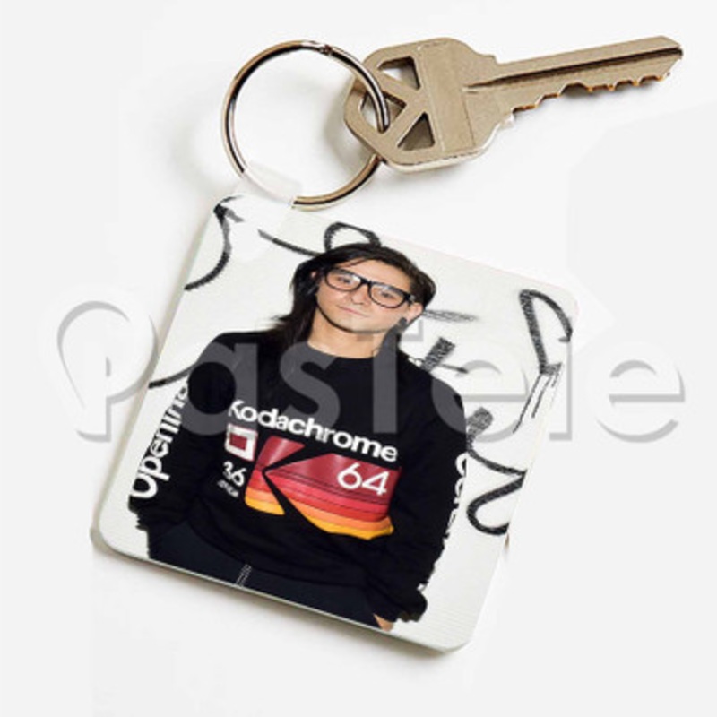 Skrillex Custom Keychain Key Ring Jewelry Necklaces Pendant Two Sides Key