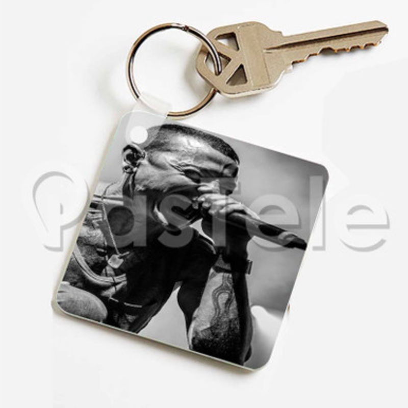 Chester Bennington Custom Keychain Key Ring Jewelry Necklaces Pendant Two Sides Key