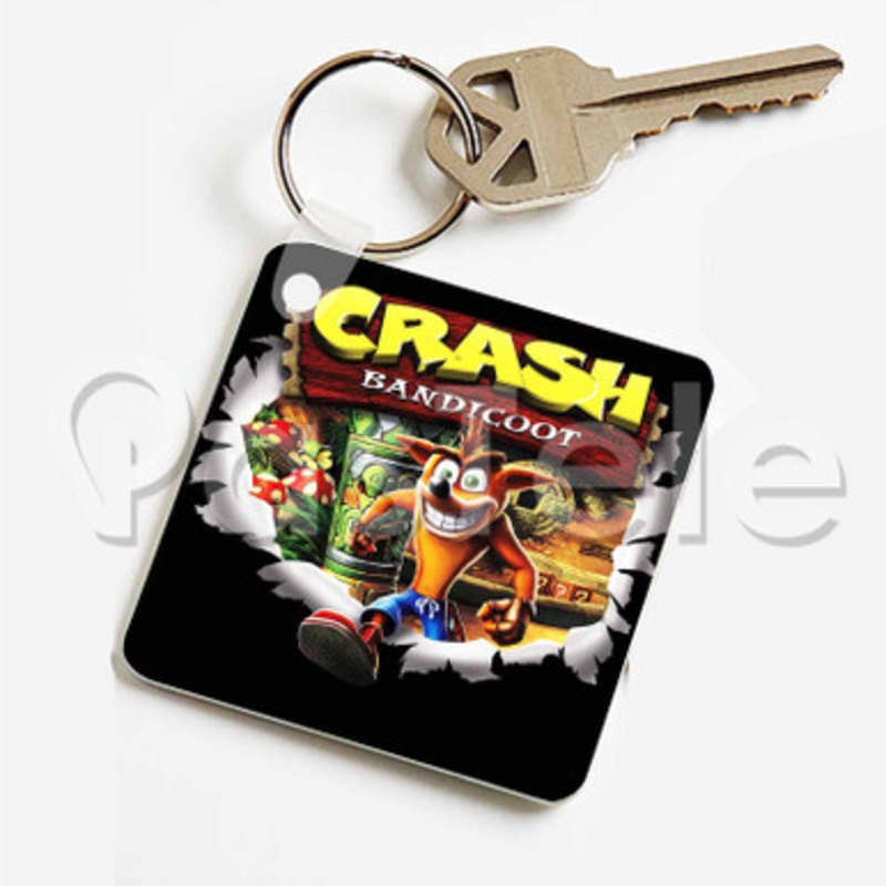 Crash Bandicoot Custom Keychain Key Ring Jewelry Necklaces Pendant Two Sides Key