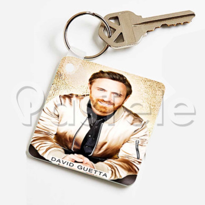 David Guetta Custom Keychain Key Ring Jewelry Necklaces Pendant Two Sides Key