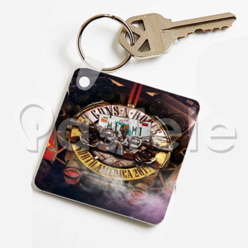 Guns N Roses Miami Custom Keychain Key Ring Jewelry Necklaces Pendant Two Sides Key