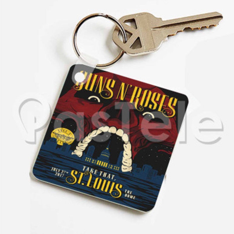 Guns N Roses St Louis Custom Keychain Key Ring Jewelry Necklaces Pendant Two Sides Key