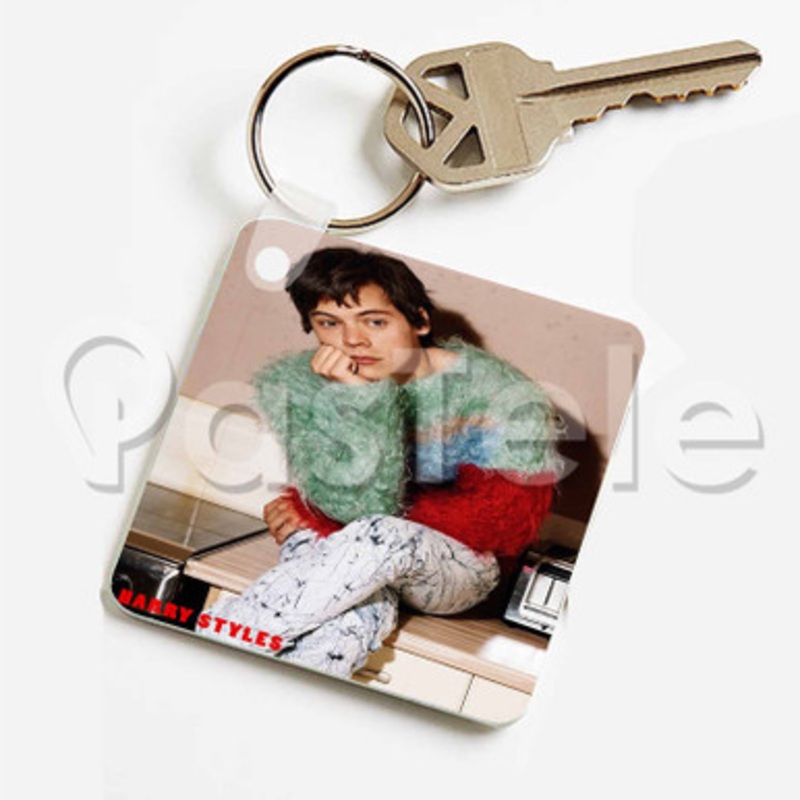 Harry Styles Custom Keychain Key Ring Jewelry Necklaces Pendant Two Sides Key