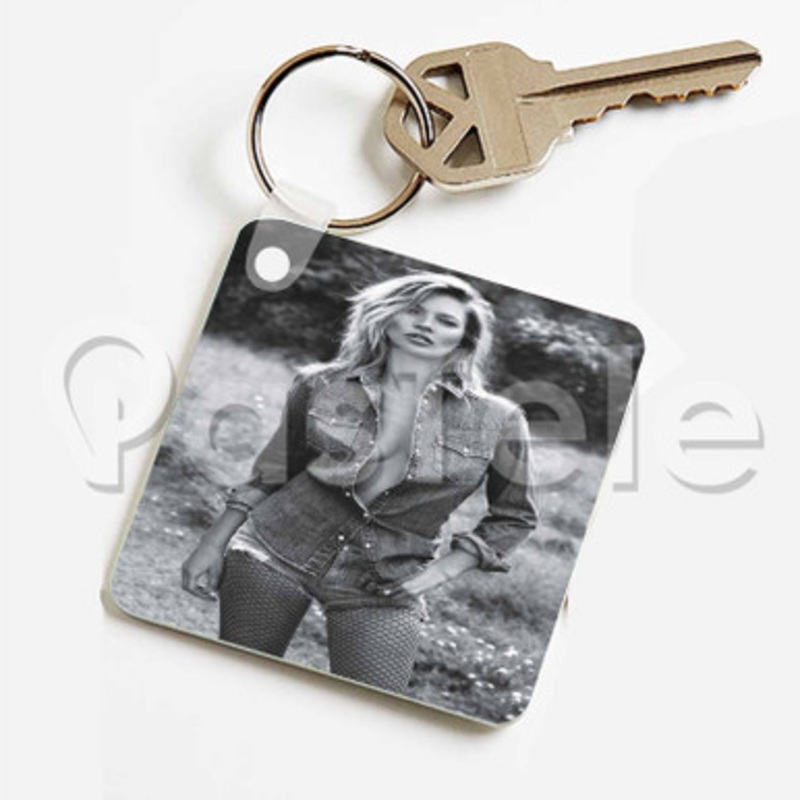 Kate Moss Custom Keychain Key Ring Jewelry Necklaces Pendant Two Sides Key