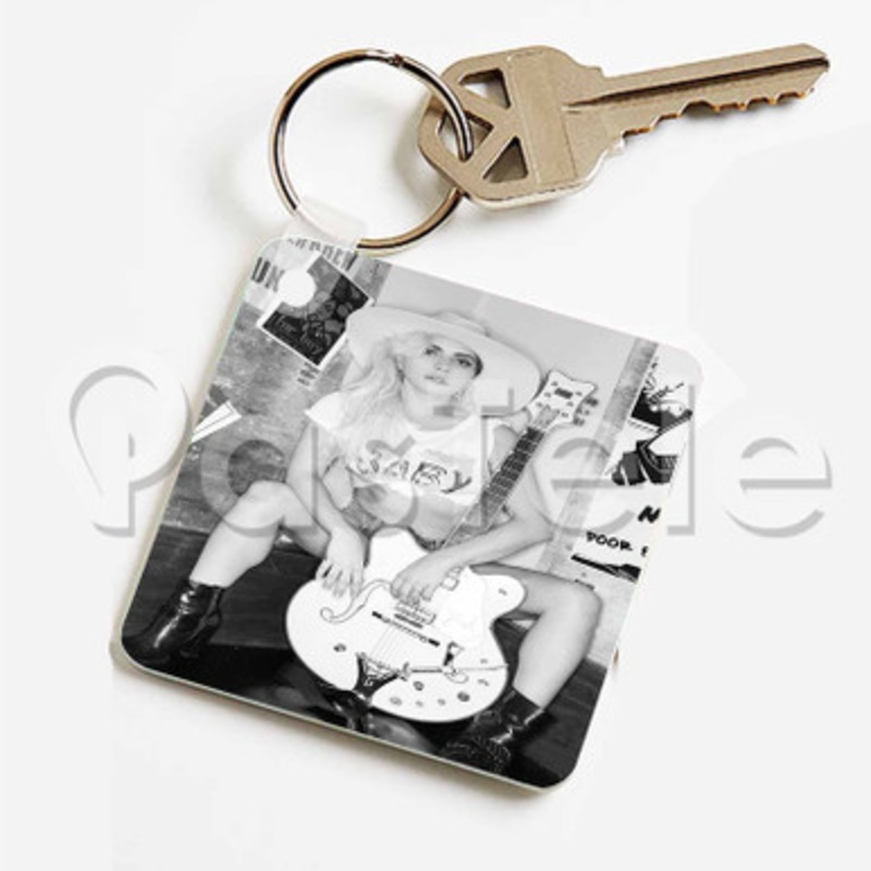 Lady Gaga Custom Keychain Key Ring Jewelry Necklaces Pendant Two Sides Key
