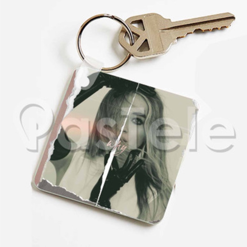 Sabrina Carpenter Why Custom Keychain Key Ring Jewelry Necklaces Pendant Two Sides Key