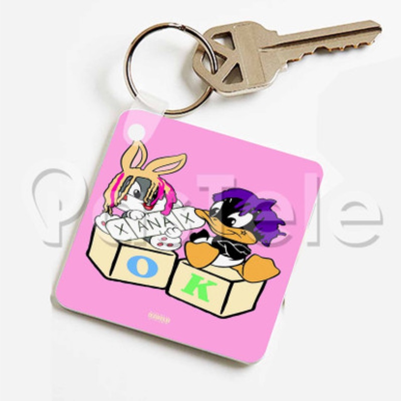 Smokepurpp Feat Lil Pump OK Custom Keychain Key Ring Jewelry Necklaces Pendant Two Sides Key
