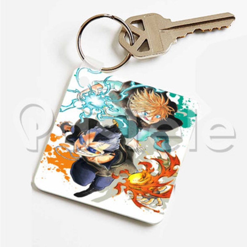 Black Clover Custom Keychain Key Ring Jewelry Necklaces Pendant Two Sides