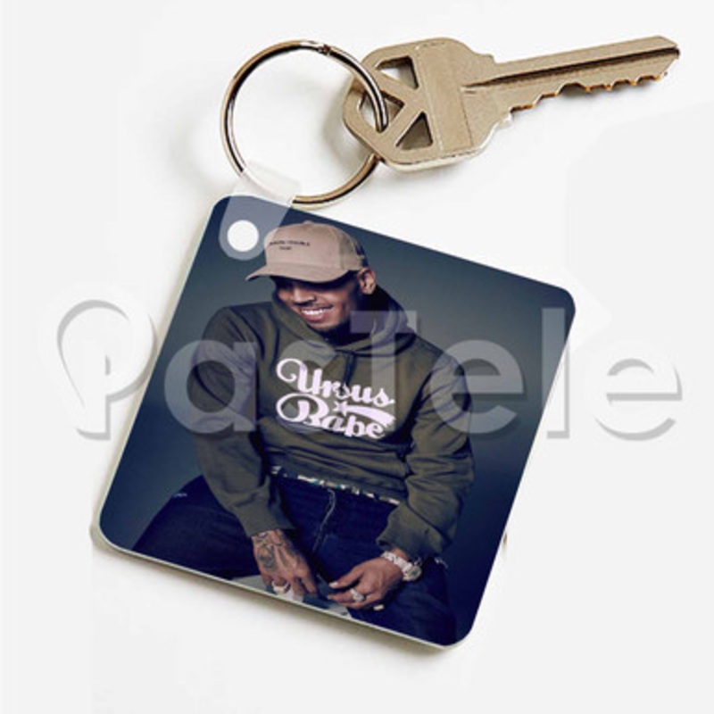 Chris Brown Custom Keychain Key Ring Jewelry Necklaces Pendant Two Sides