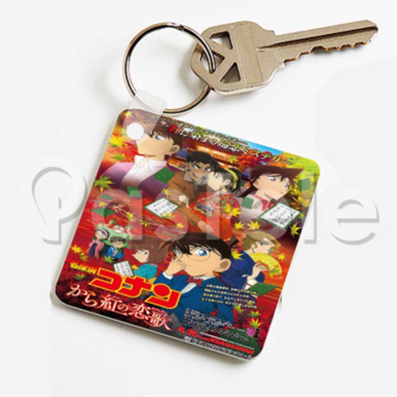 Detective Conan Crimson Love Letter Custom Keychain Key Ring Jewelry Necklaces Pendant Two Sides Key