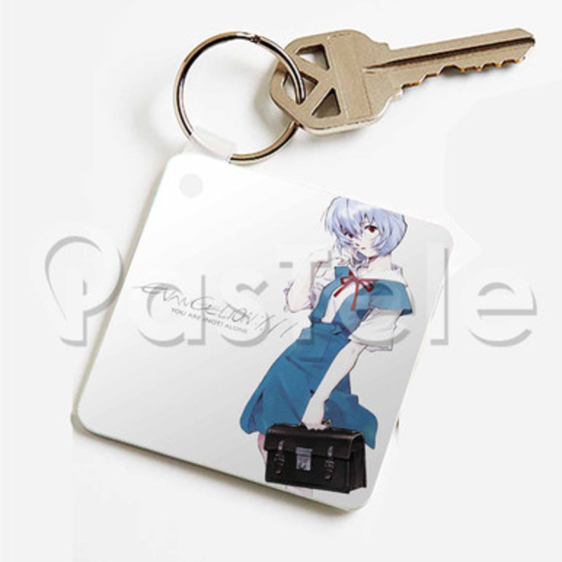 Evangelion You Are Not Alone Custom Keychain Key Ring Jewelry Necklaces Pendant Two Sides