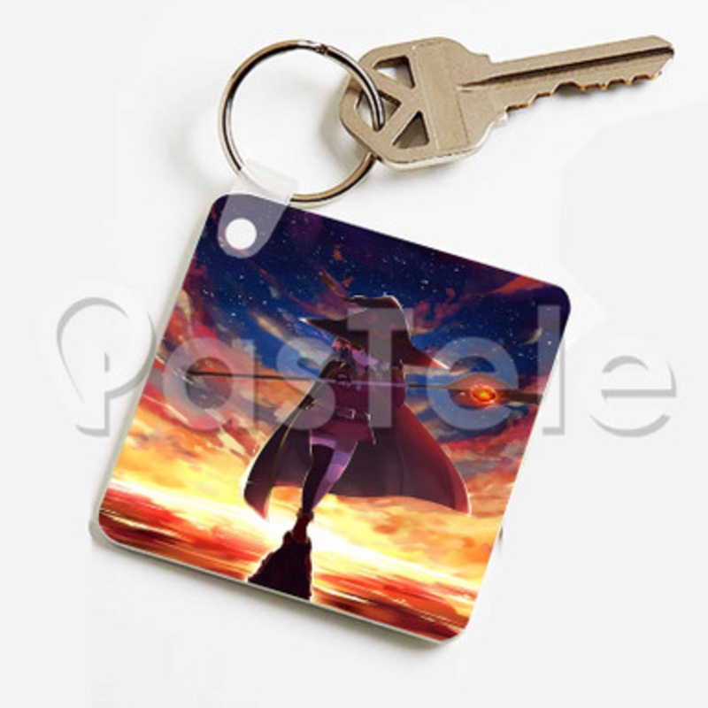 Megumin Konosuba Custom Keychain Key Ring Jewelry Necklaces Pendant Two Sides Key