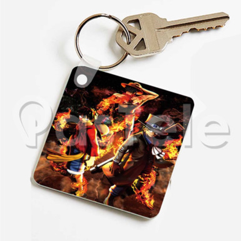 One Piece Burning Blood Custom Keychain Key Ring Jewelry Necklaces Pendant Two Sides