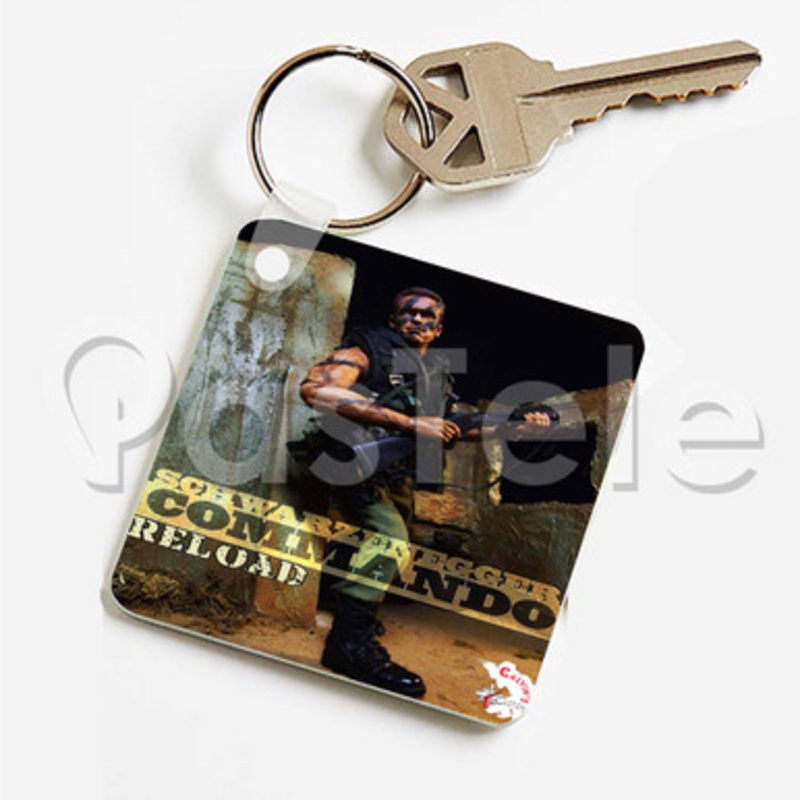 Schwarzenegger Commando Custom Keychain Key Ring Jewelry Necklaces Pendant Two Sides