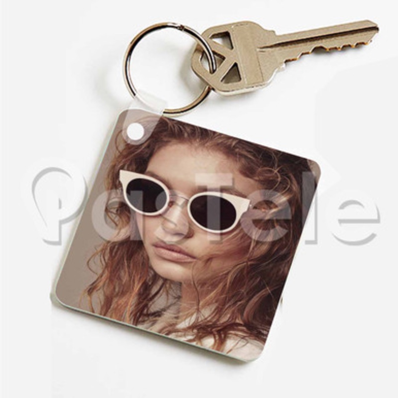 Gigi Hadid Custom Keychain Key Ring Jewelry Necklaces Pendant Two Sides