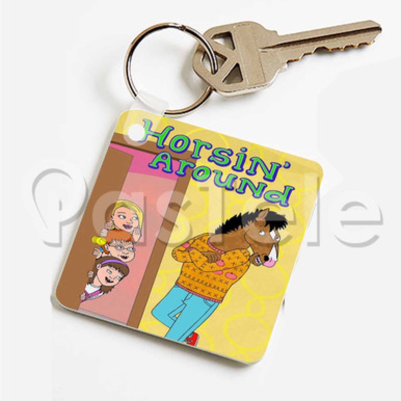 Horsin Around Custom Keychain Key Ring Jewelry Necklaces Pendant Two Sides