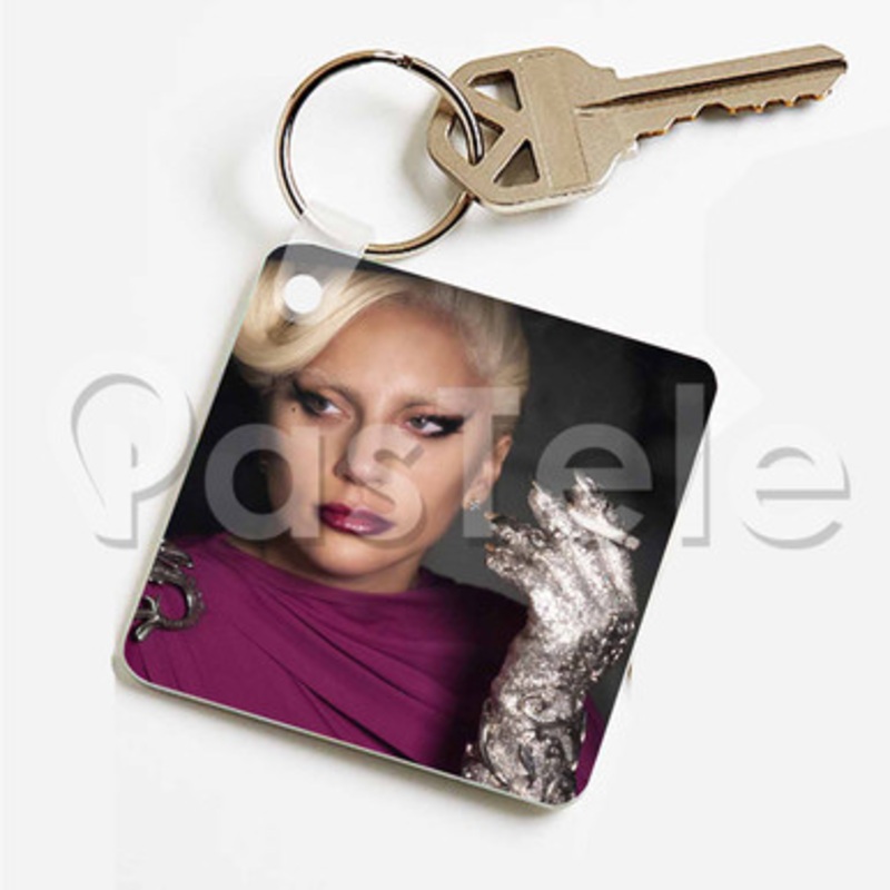 Lady Gaga Cigarette Custom Keychain Key Ring Jewelry Necklaces Pendant Two Sides