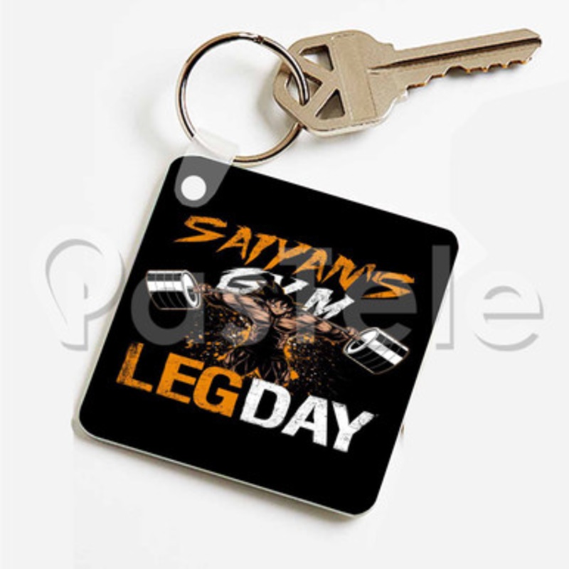LEG DAY GYM Goku Dragon Balls Custom Keychain Key Ring Jewelry Necklaces Pendant Two Sides