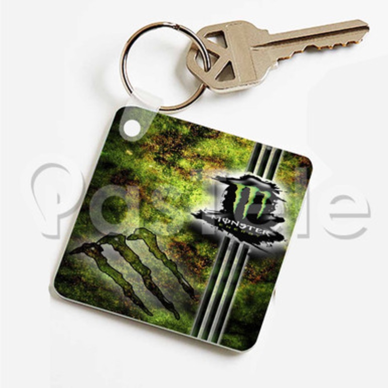 Monster Energy Custom Keychain Key Ring Jewelry Necklaces Pendant Two Sides
