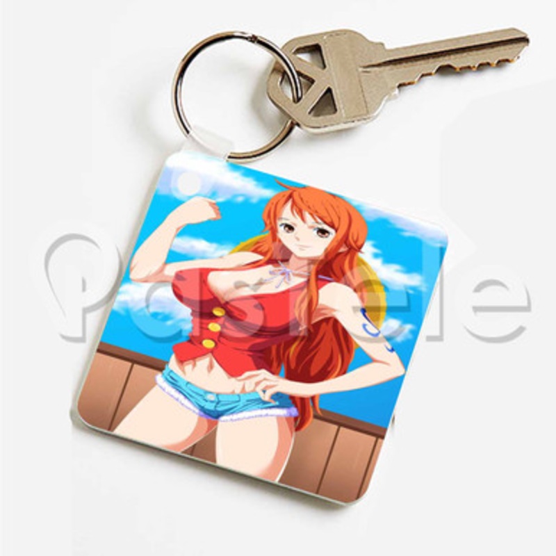Nami One Piece Custom Keychain Key Ring Jewelry Necklaces Pendant Two Sides