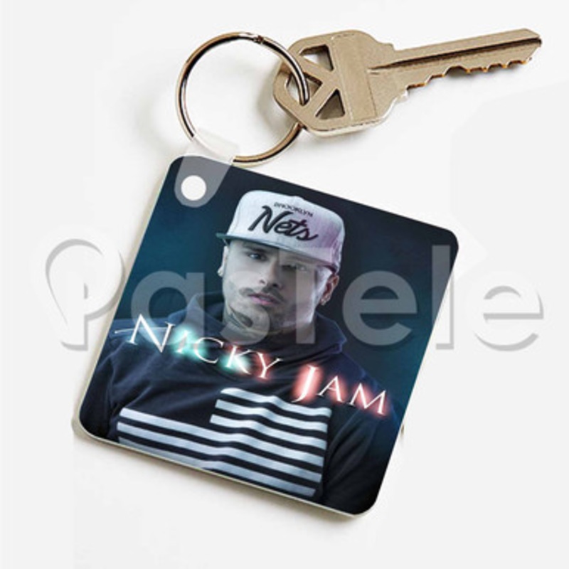 Nicky Jam Custom Keychain Key Ring Jewelry Necklaces Pendant Two Sides